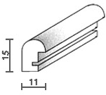 Holzrahmenprofil M20 11mm breit 15mm hoch