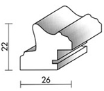 Holzrahmenprofil M43 26mm breit 22mm hoch